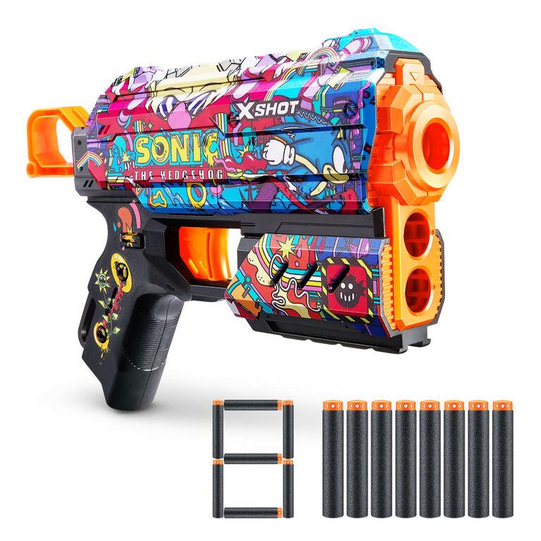 Oyuncak Silahlar, Sunman, X-Shot Skins Flux Sonic The Hedgehog 8 Mermili Sünger Dart Atan Silah 21 cm 57952 Robotnık