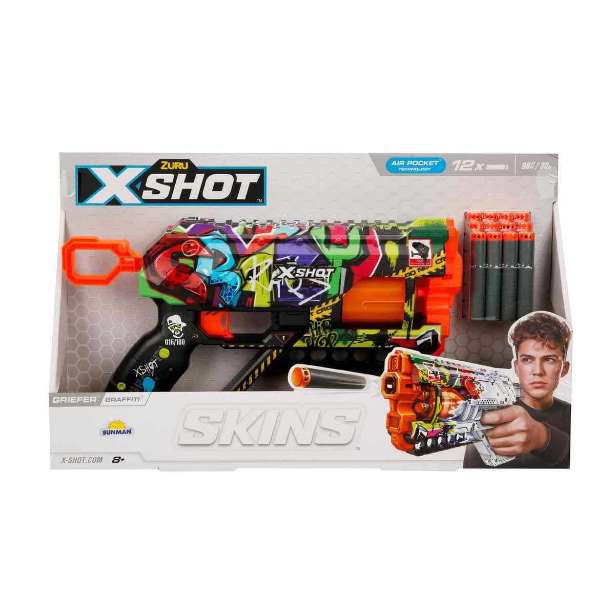 Oyuncak Silahlar, Sunman, X-Shot Skins Griefer 12 Mermili Sünger Dart Atan Silah 32 cm S00036561 Graffiti