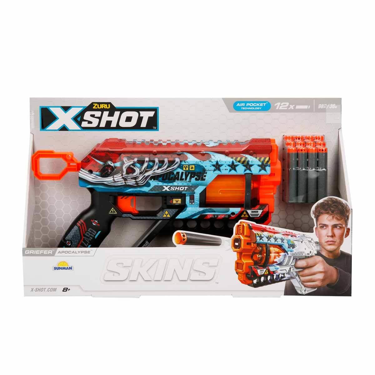 Oyuncak Silahlar, Sunman, X-Shot Skins Griefer 12 Mermili Sünger Dart Atan Silah 32 cm S00036561 Apocalypse
