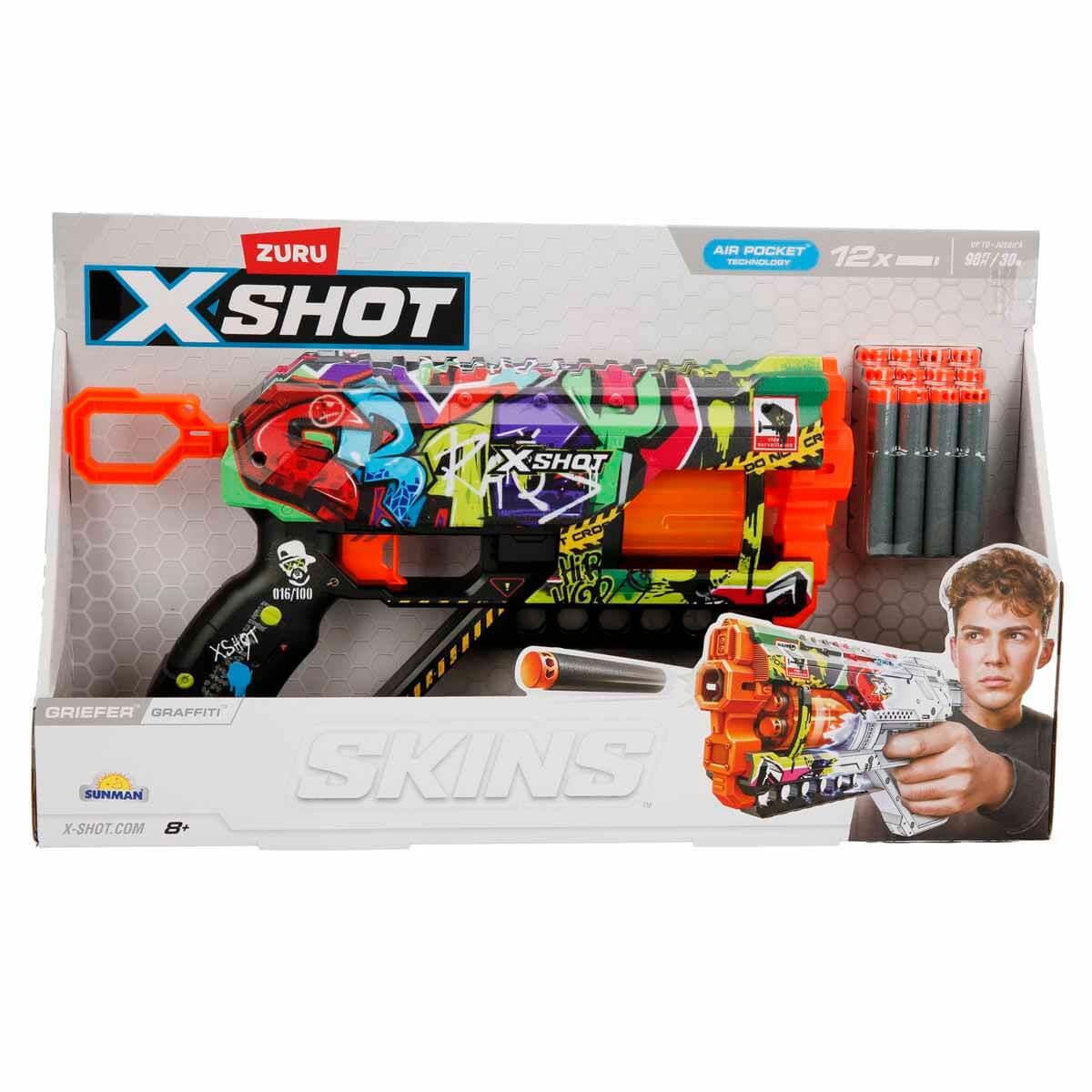 Oyuncak Silahlar, SUNMAN, X-Shot Skins Griefer 12 Mermili Sünger Dart Atan Silah 32 cm 45065 Graffiti