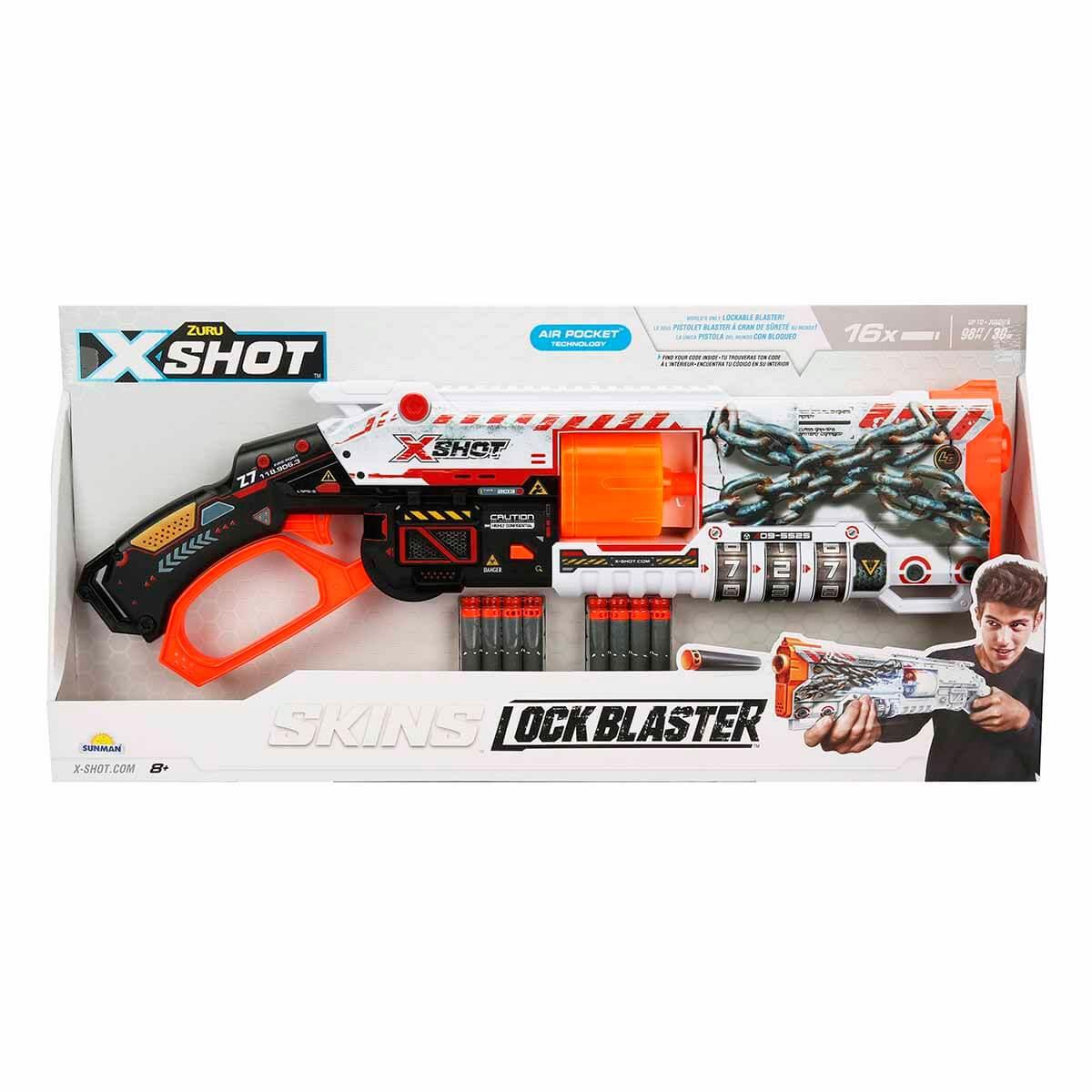 Oyuncak Silahlar, Sunman, X-Shot Skins Lock Blaster 16 Mermili Sünger Dart Atan Silah 56 cm