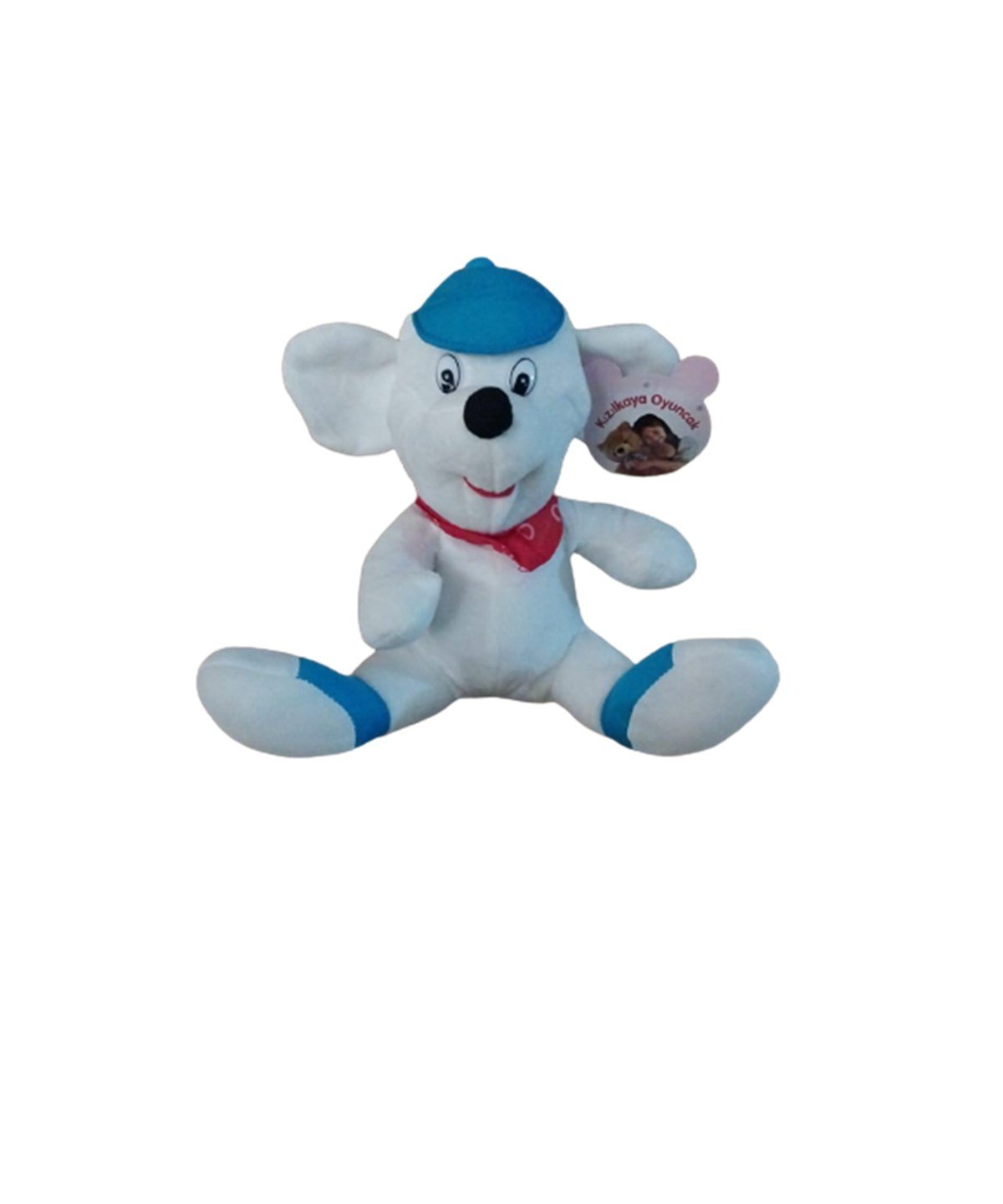 Peluş Hayvanlar, OSMAN KIZILKAYA, Şapkalı Fularlı Peluş Köpek 25 cm 39399 S0171 Mavi