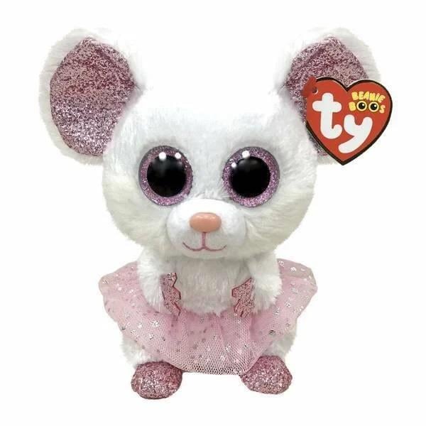 Peluş Hayvanlar, TY, Ty Beanie Boo Nina Balerin Beyaz Fare 15 cm