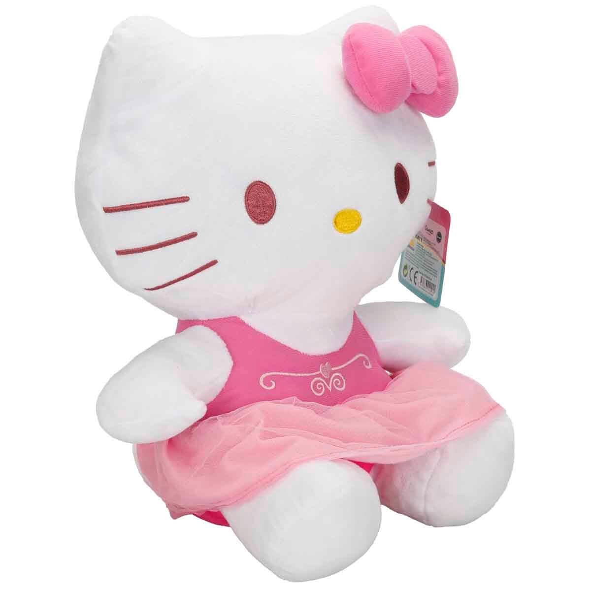 Peluş Karakterler, Sunman, Hello Kitty Fiyonklu Peluş 36 cm  Pembe