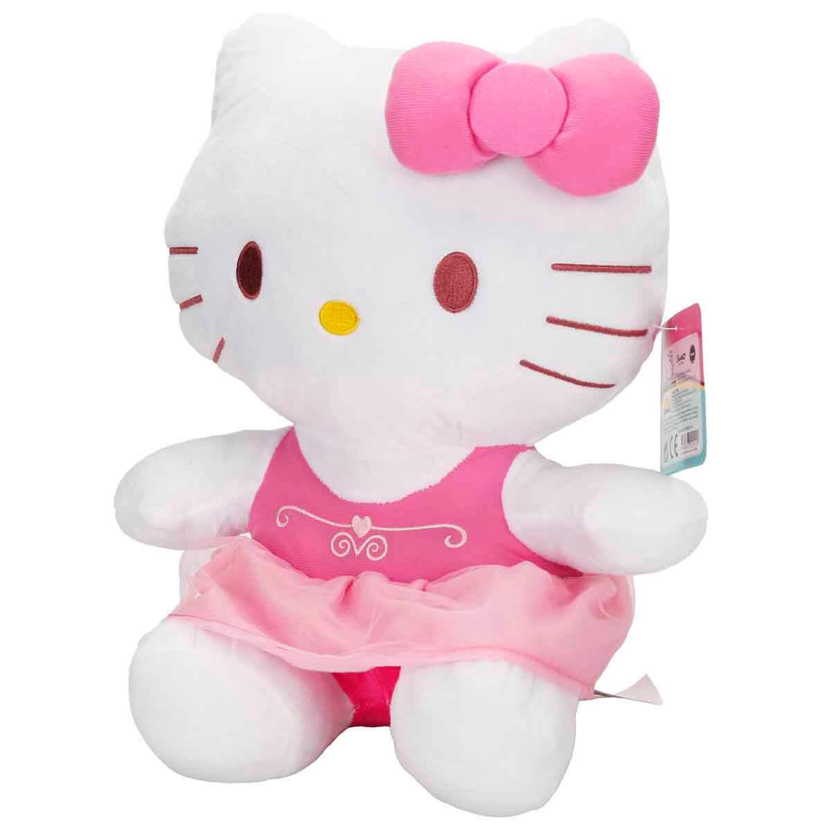 Peluş Karakterler, Sunman, Hello Kitty Fiyonklu Peluş 36 cm  Pembe