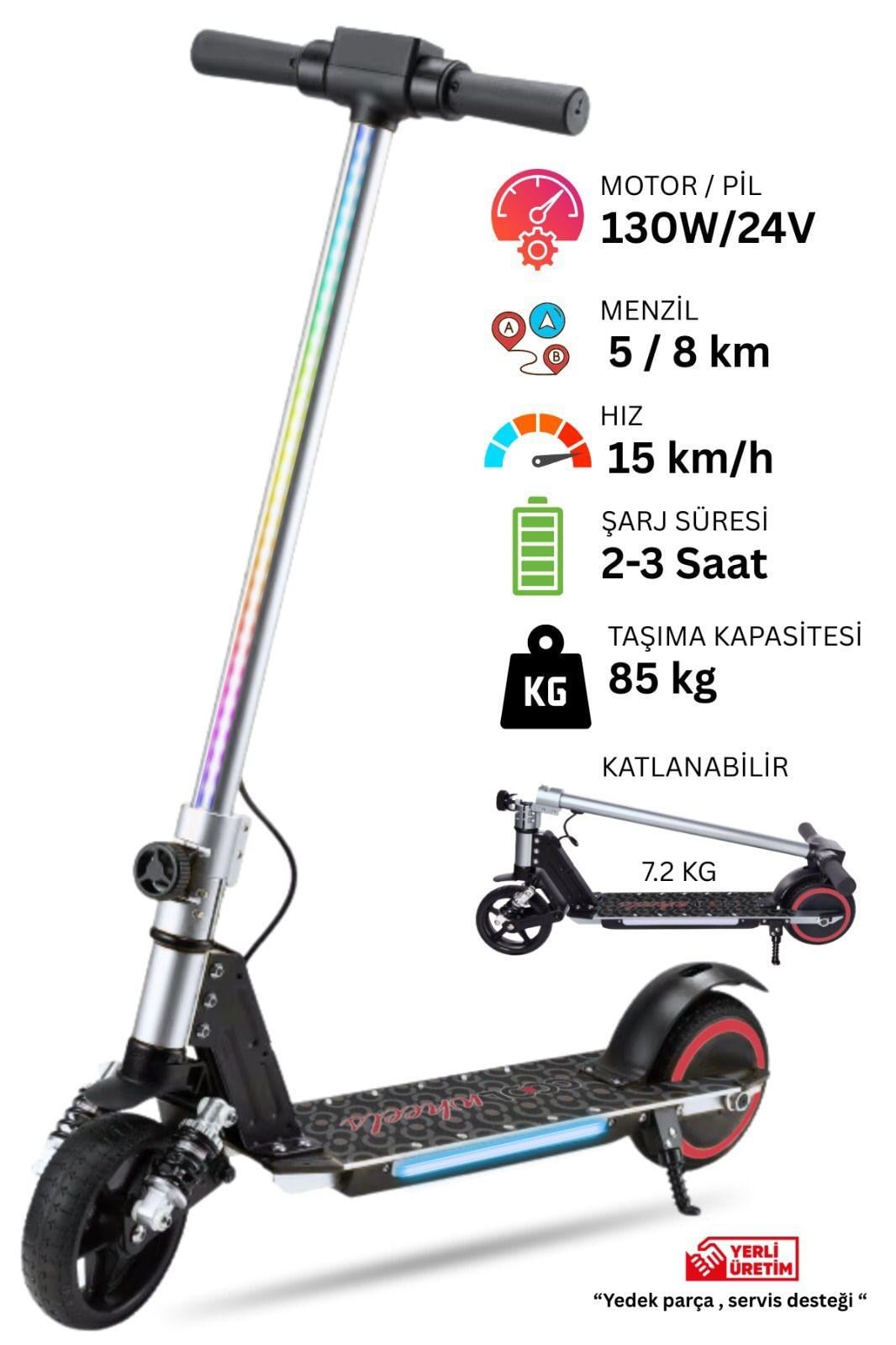 Scooter ve Kaykay, Furkan Toys, Cool Wheels 24 V Elektrikli Scooter Gri