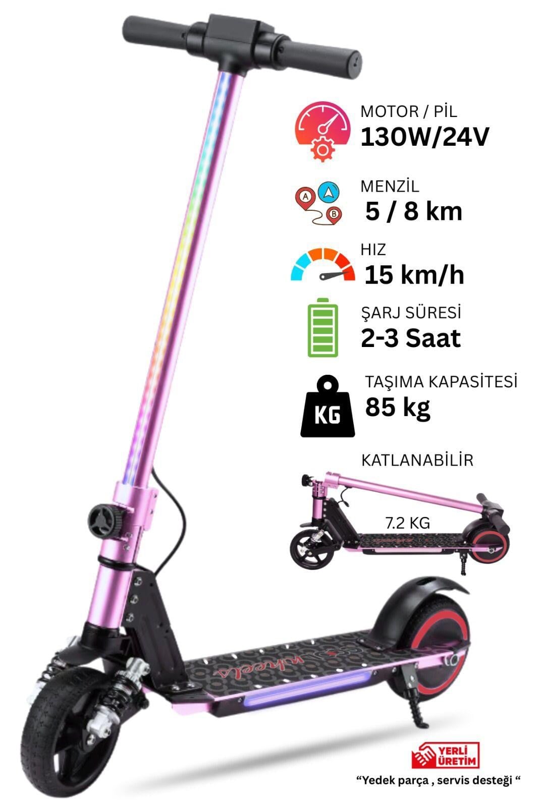 Scooter ve Kaykay, Furkan Toys, Cool Wheels 24 V Elektrikli Scooter Pembe