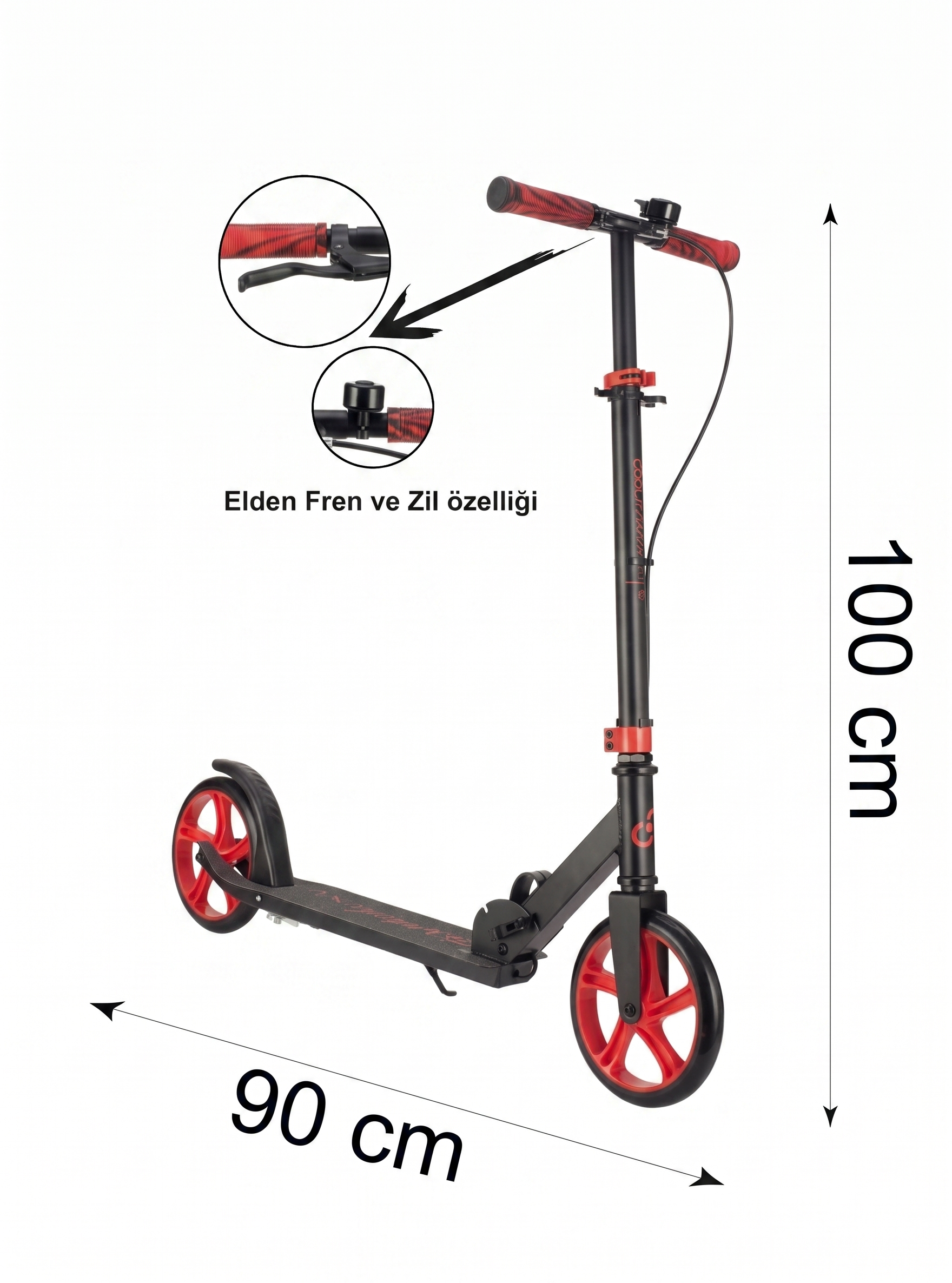 Scooter ve Kaykay, Furkan Toys, Cool Wheels Katlanabilir Scooter 12+ Frenli Kırmızı FR38545
