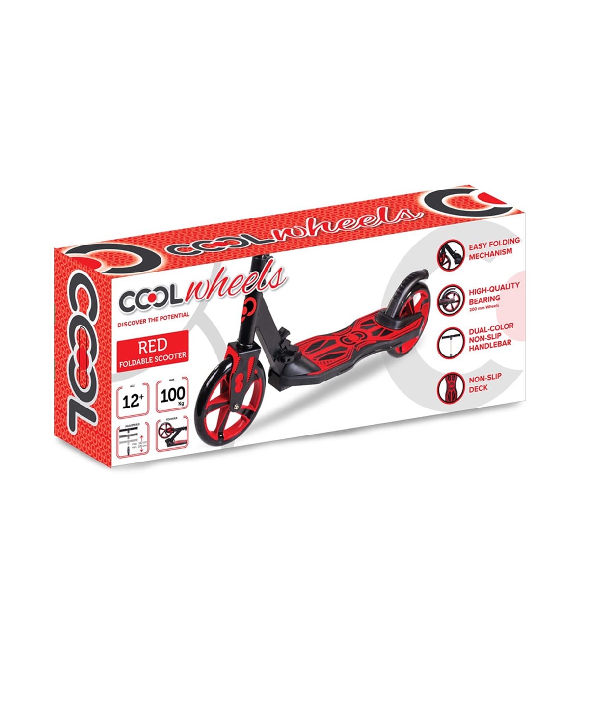 Scooter ve Kaykay, Furkan Toys, Cool Wheels Katlanabilir Scooter Kırmızı 12+ 100kg FR59236