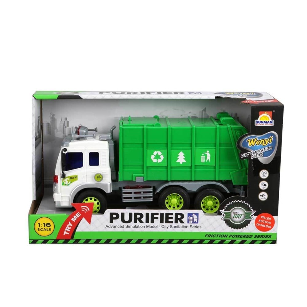 Sesli Işıklı Araçlar, Sunman, 1:16 Sesli ve Işıklı İş Makinaları Geri Dönüşüm Kamyonları Çöp Kamyonu 30783