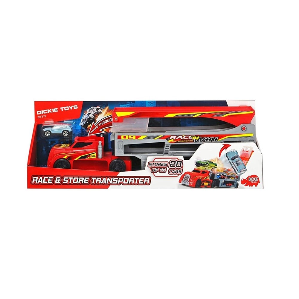 Sesli Işıklı Araçlar, DICKIE TOYS, Dickie Toys Race And Store Transporter Taşıyıcı Tır