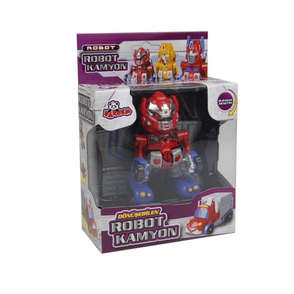 Sesli Işıklı Araçlar, Vardem, Dönüşebilen Savaşçı Kırmızı Mini Robot Kamyon Sesli ve Işıklı 338-C