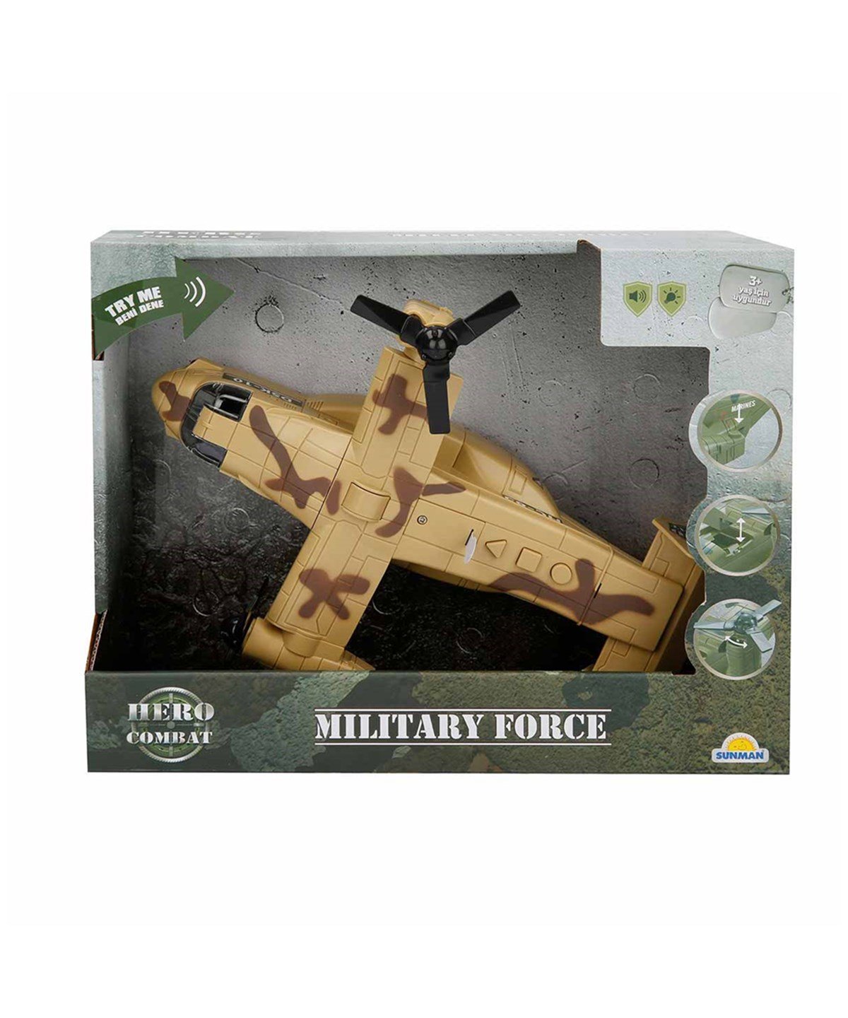 Sesli Işıklı Araçlar, Sunman, Hero Combat S00003154 Sesli ve Işıklı Askeri Uçak 31544 Kahverengi Modeli