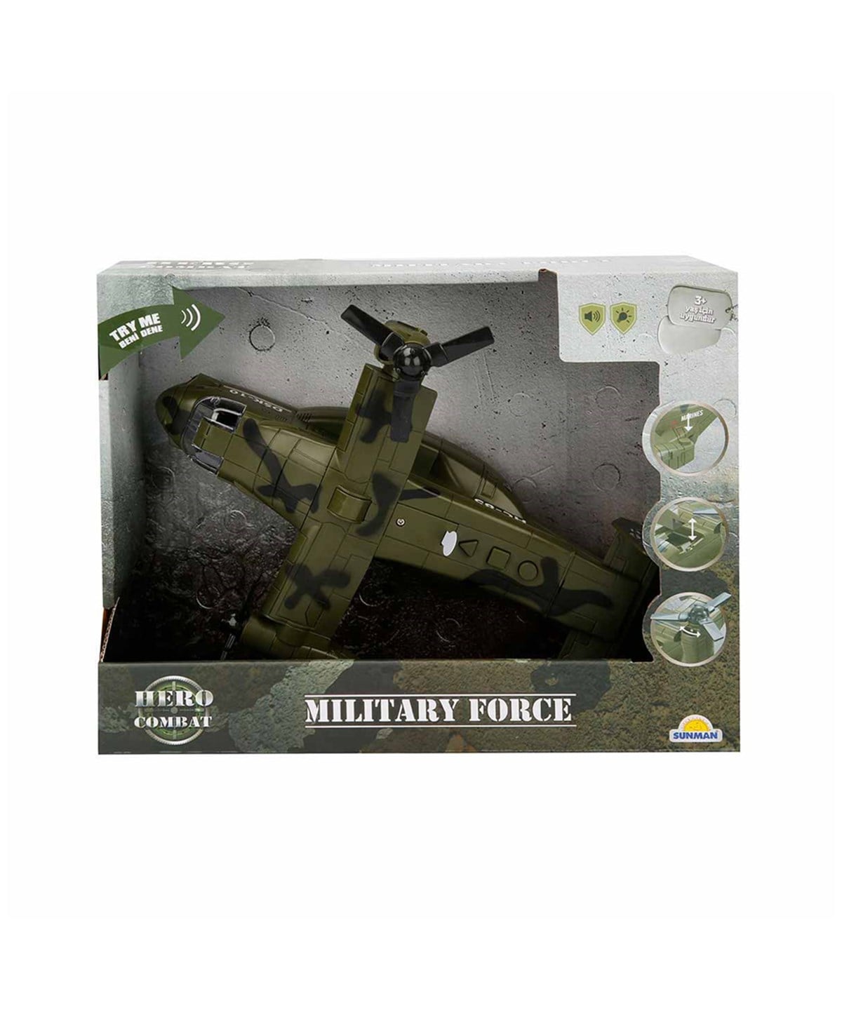 Sesli Işıklı Araçlar, Sunman, Hero Combat S00003154 Sesli ve Işıklı Askeri Uçak 31544 Yeşil Modeli