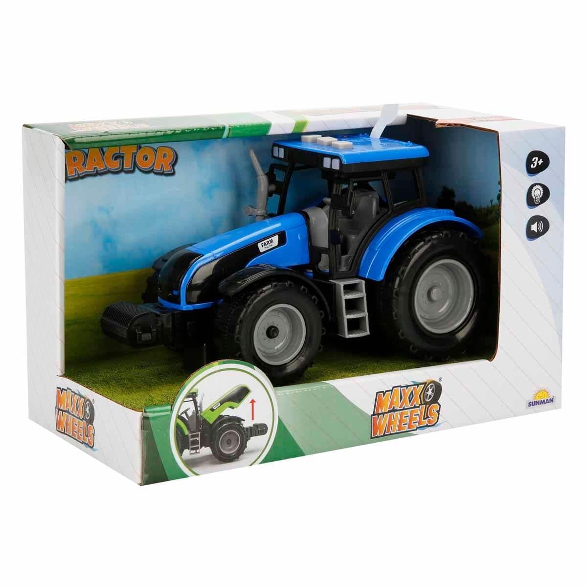 Sesli Işıklı Araçlar, Sunman, Maxx Wheels Sesli Ve Işıklı Traktör 18 cm 26809 Mavi