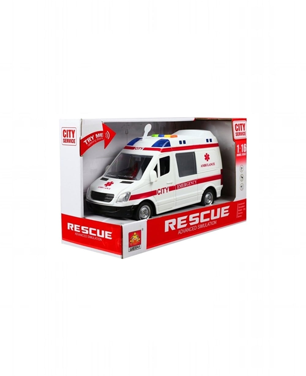 Sesli Işıklı Araçlar, Merkez Oyuncak, Sesli Işıklı Sürtmeli 1:16 112 Araçları 18638 Ambulans