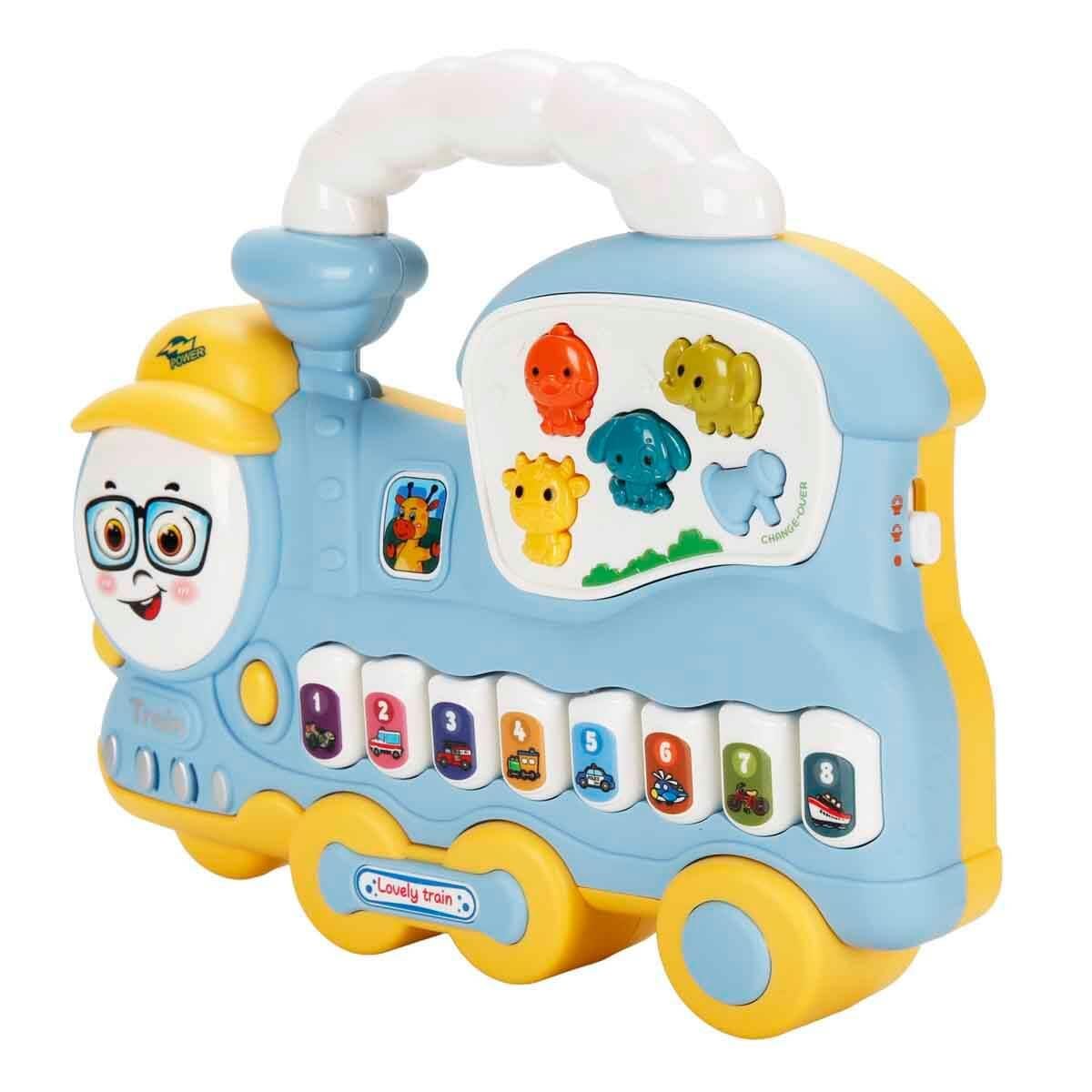 Sesli Işıklı Oyuncaklar, Sunman, Minibo Sesli ve Işıklı Piyanolu Tren 52150 Mavi