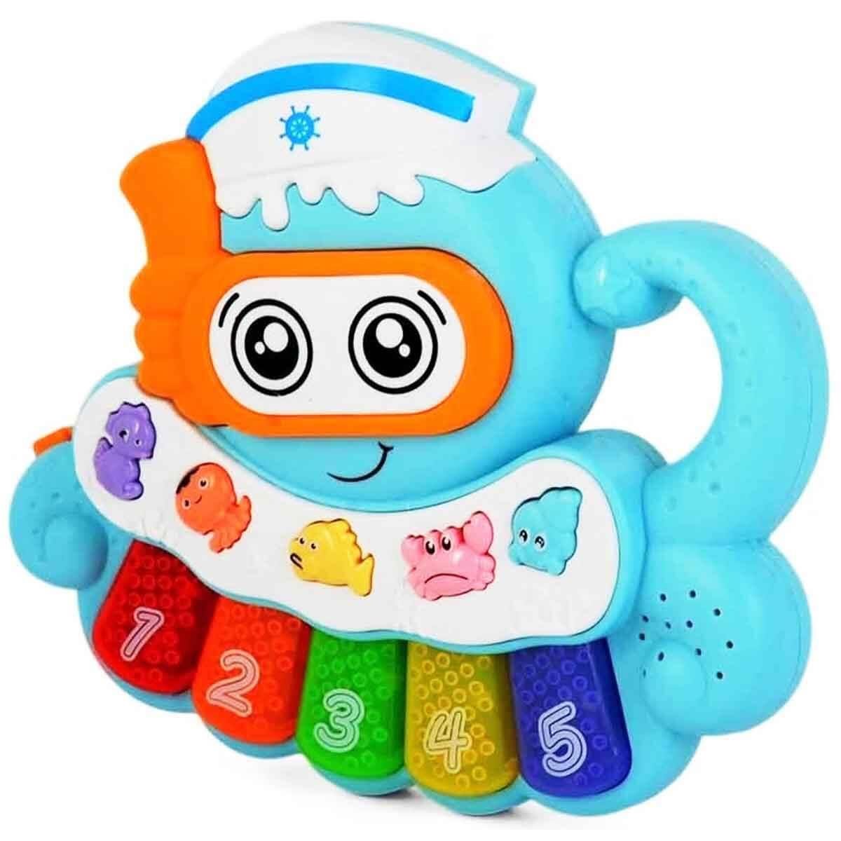 Sesli Işıklı Oyuncaklar, Sunman, Minibo Sesli ve Işıklı Piyanolu Ahtapot 52105 Mavi