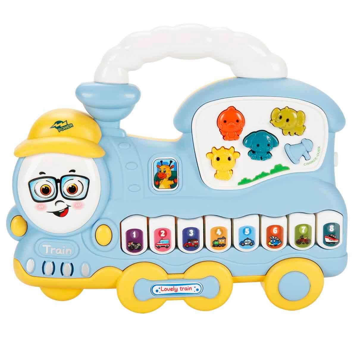 Sesli Işıklı Oyuncaklar, Sunman, Minibo Sesli ve Işıklı Piyanolu Tren 52150 Mavi