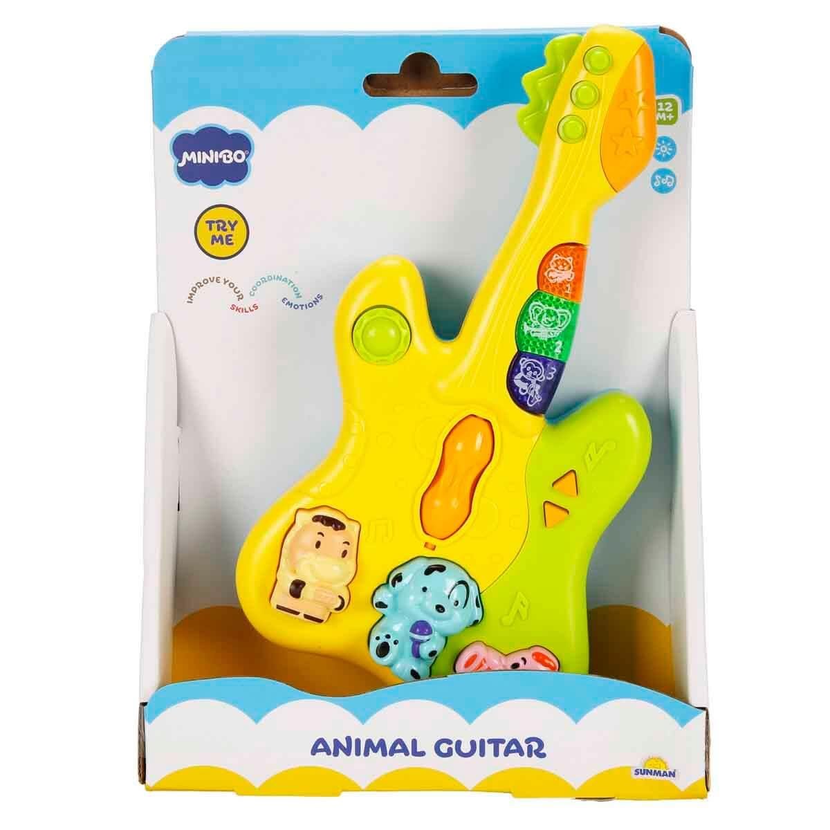 Sesli Işıklı Oyuncaklar, Sunman, Minibo Sesli ve Işıklı Hayvan Figürlü Gitar 52112 Sarı