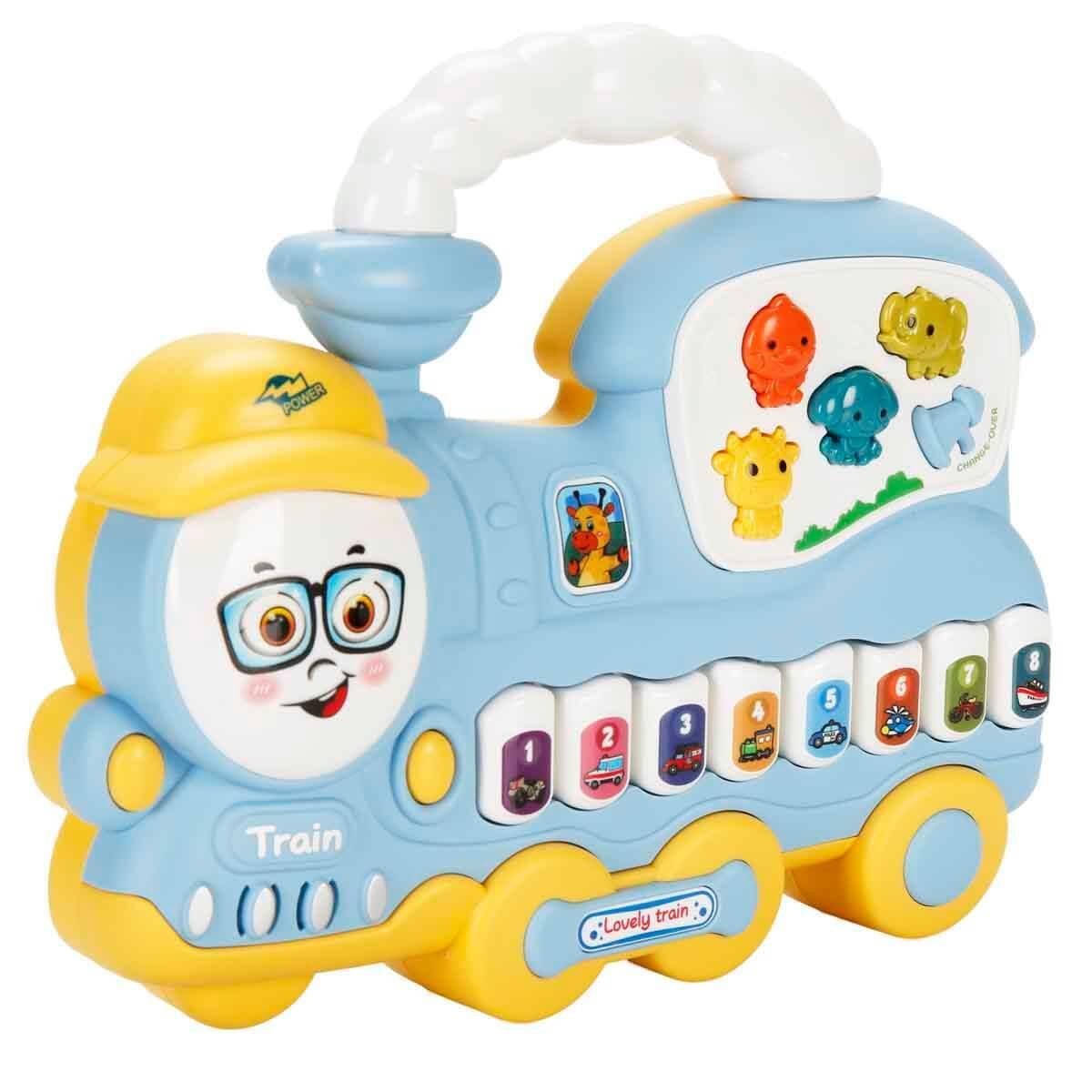 Sesli Işıklı Oyuncaklar, Sunman, Minibo Sesli ve Işıklı Piyanolu Tren 52150 Mavi