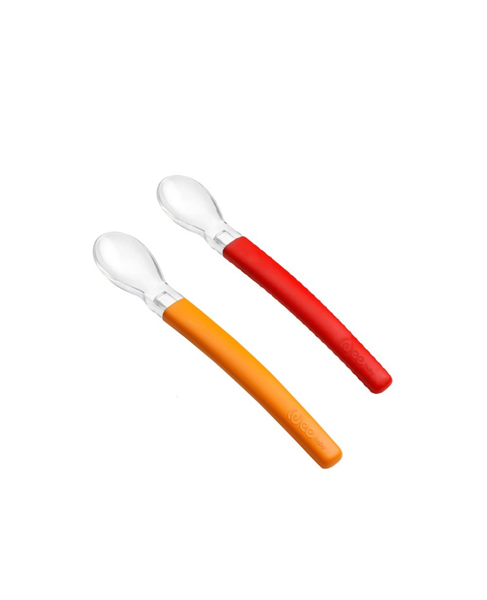 Tabak ve Kaşıklar, WEE BABY, Wee Baby Mama Kaşığı Silikon Uçlu 2'li 122 Kırmızı Turuncu