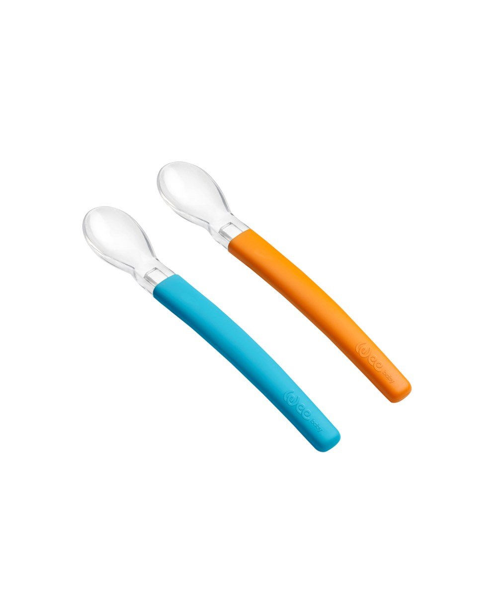 Tabak ve Kaşıklar, WEE BABY, Wee Baby Mama Kaşığı Silikon Uçlu 2'li 122 Mavi Turuncu