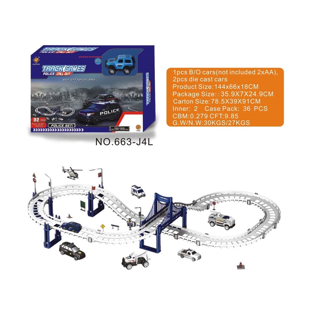 Tren ve Garaj Setleri, Furkan Toys, 395 Cm Pilli Polis Pisti FR37760