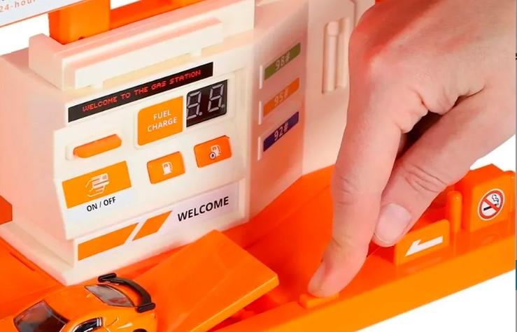 Tren ve Garaj Setleri, MEGA OYUNCAK, Die Cast Turuncu Benzin İstasyonu Seti