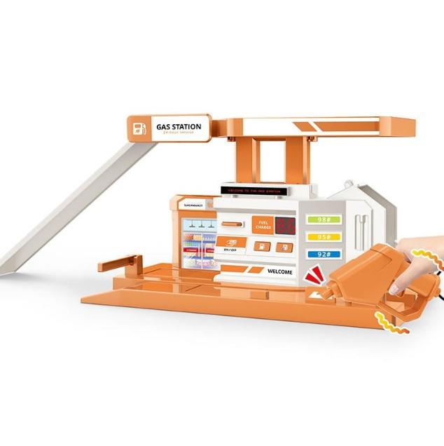 Tren ve Garaj Setleri, MEGA OYUNCAK, Die Cast Turuncu Benzin İstasyonu Seti