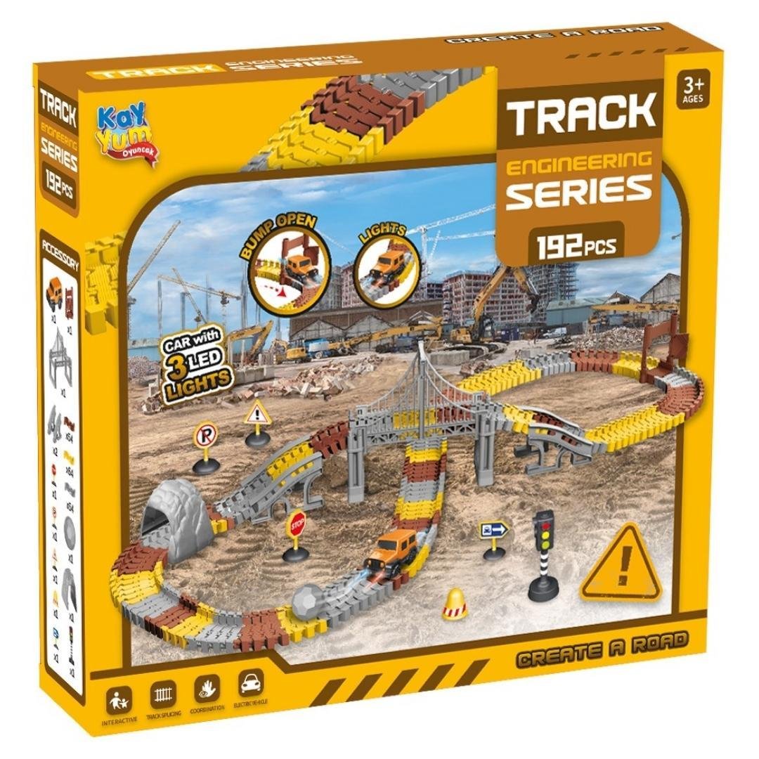 Tren ve Garaj Setleri, KAYYUM OYUNCAK, Kayyum İnşaat Tracks Yol Oyun Seti 192 Parça