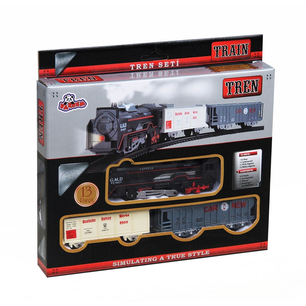 8694359010388, Tren ve Garaj Setleri, Vardem, Kutulu 13 Parça Klasik Küçük Tren Set Siyah Beyaz 10388