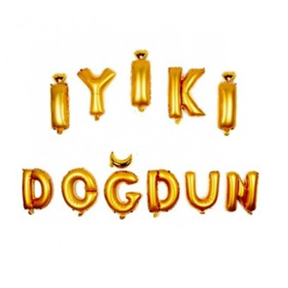 Folyo Balon Setlerİyi Ki Doğdun Folyo Balon Harf Set Gold 40 cmİTHAL