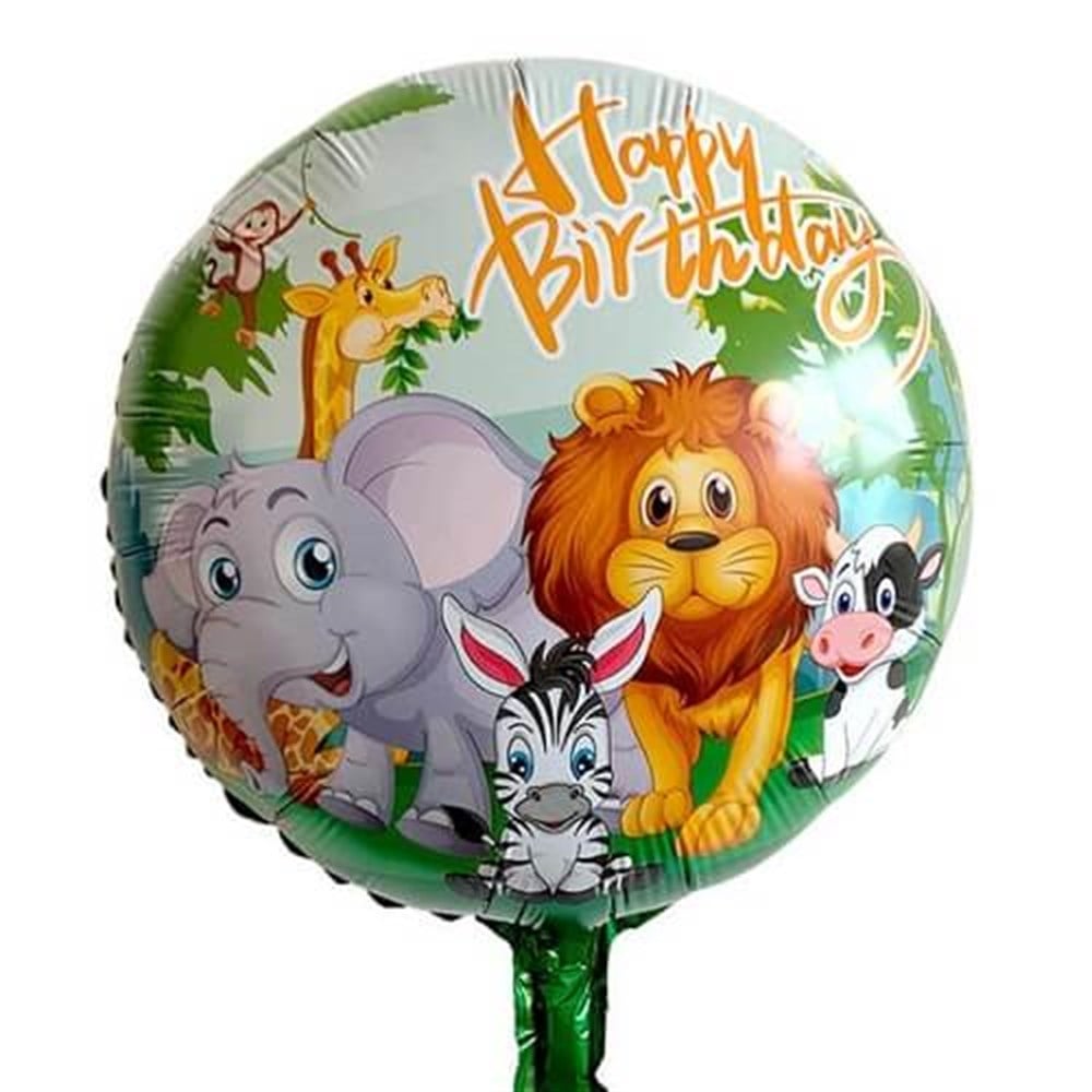 Folyo Balon Temalı ÇeşitleriSafari Sevimli Hayvanlar Temalı Yuvarlak Folyo Balon 45 cmİthal