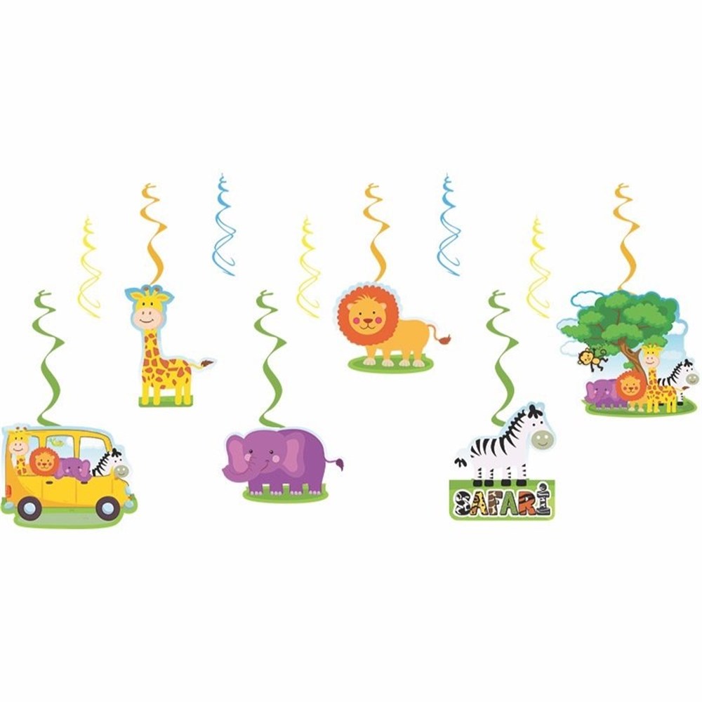 Safari Sevimli Hayvanlar Temalı Çift Taraflı Sarkıt Kağıt Süs 6'lıKağıt Süs Çeşitleri