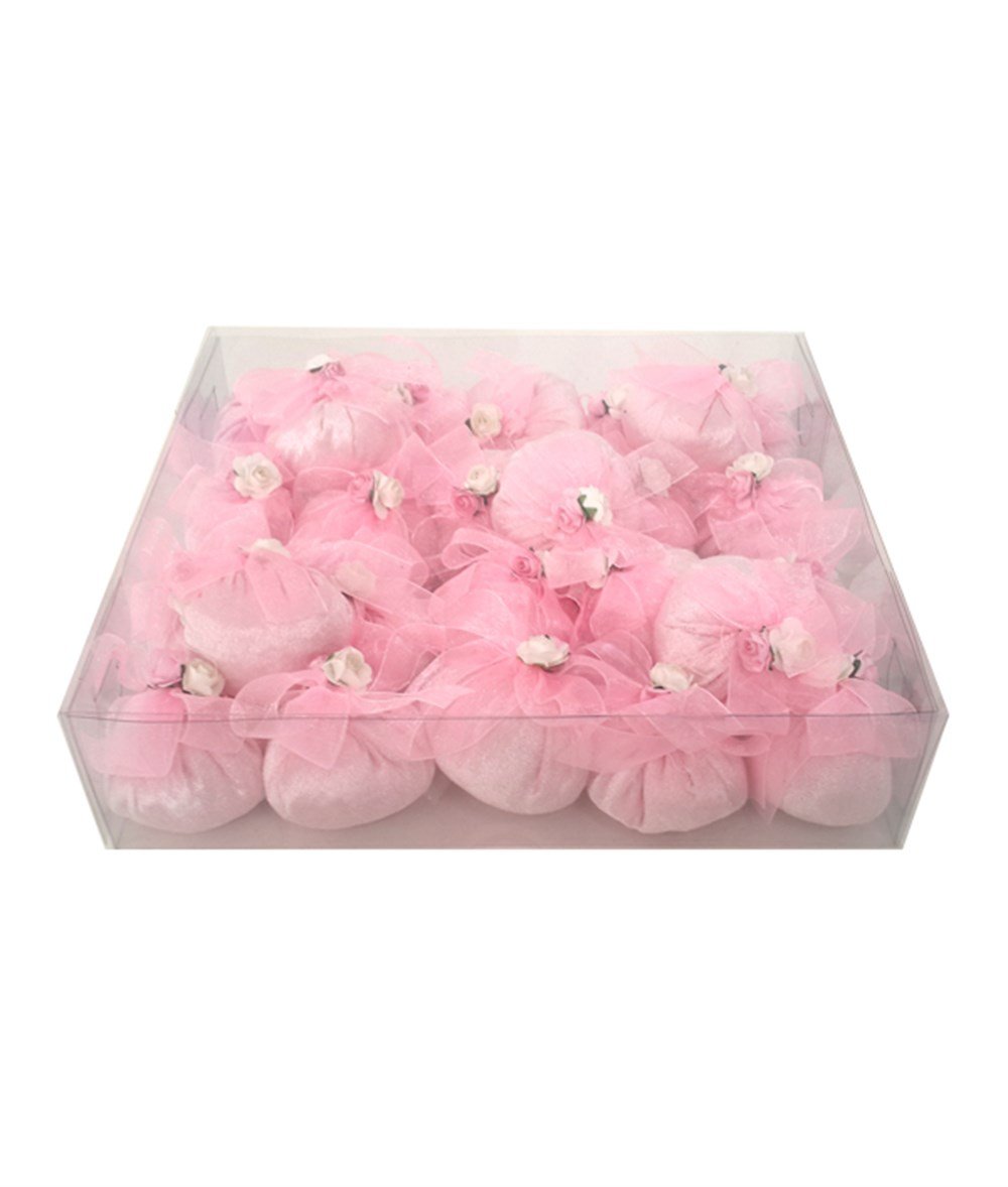 Saten Kumaş Pembe Beyaz Çiçekli Lavanta Koku No6Lavanta Keseleri