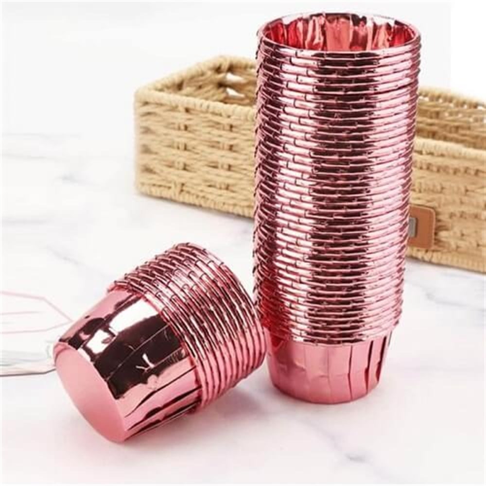 Muffin Kek KapsülleriKağıt Muffin Kek ve Sufle Kapsülü Metalik Rose  25' liRoll Up
