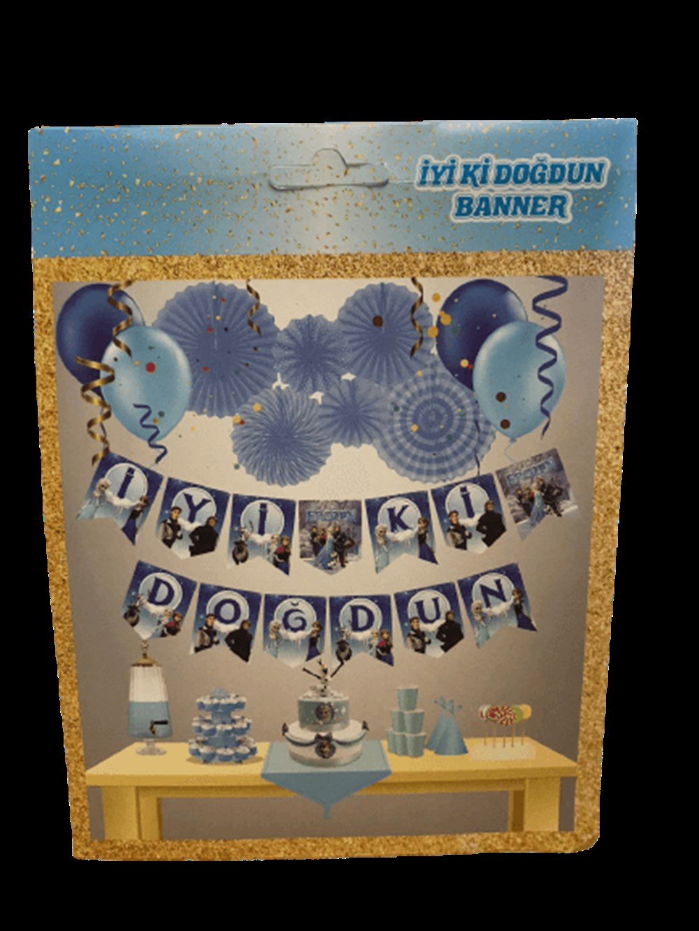 Banner SüslerFrozen Elsa Temalı İyi Ki Doğdun Zigzag Banner Kağıt SüsYerli Üretim