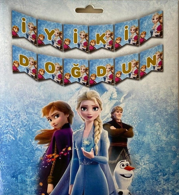Zigzag BannerFrozen Elsa Temalı İyi Ki Doğdun Zigzag Banner Kağıt SüsYerli Üretim