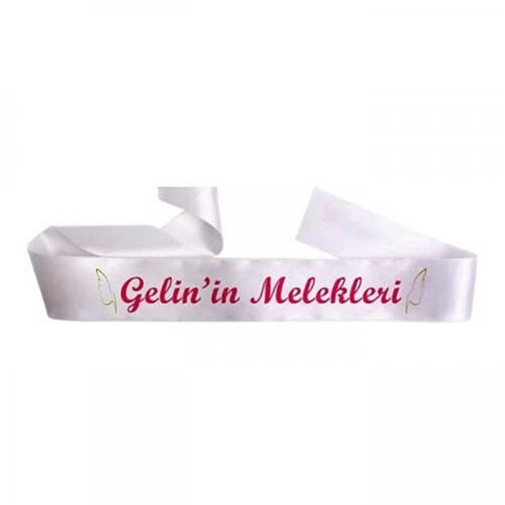 Bekarlığa VedaGelinin Melekeleri Kuşak Beyaz Üzeri FuşyaYerli Üretim