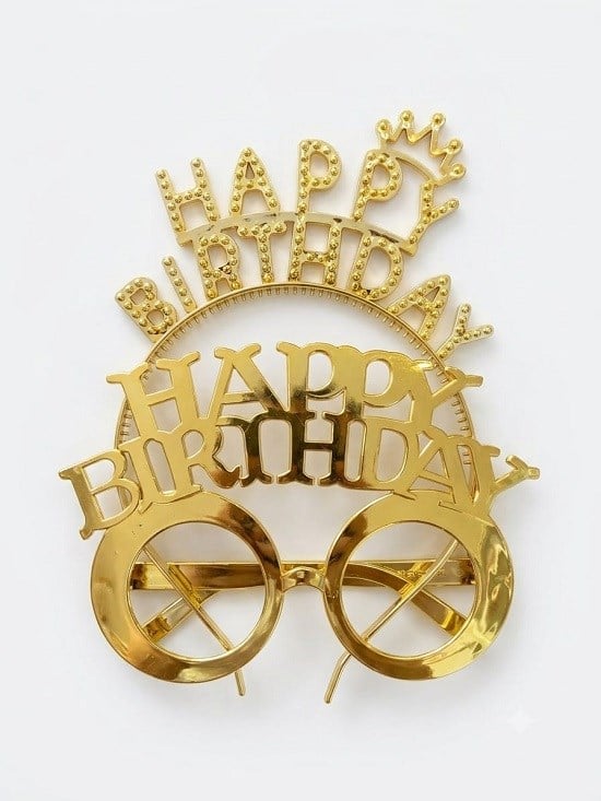 Parti AksesuarlarıHappy Birthday Gold Prenses Mika Taç - Gözlük SetYerli Üretim