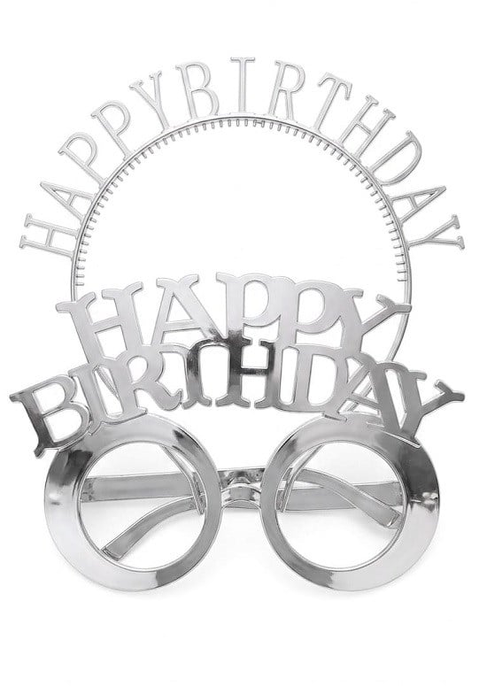 Parti AksesuarlarıHappy Birthday Gümüş Mika Taç - Gözlük SetYerli Üretim