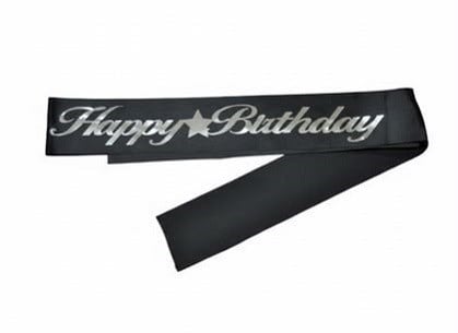 Parti AksesuarlarıHappy Birthday Kuşak Siyah - GümüşYerli Üretim