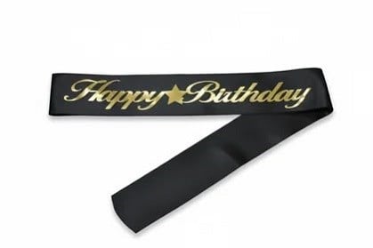 Parti AksesuarlarıHappy Birthday Kuşak Siyah - GoldYerli Üretim