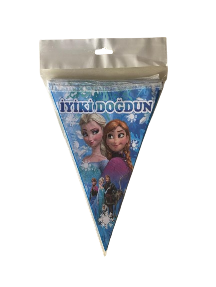 Üçgen Flama Kağıt Süsleriiyi ki Doğdun Frozen Elsa Üçgen Flama 2 Mt.Yerli Üretim