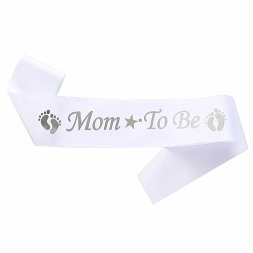 Baby ShowerMom To Be Kuşak Beyaz Üzeri GümüşYerli Üretim