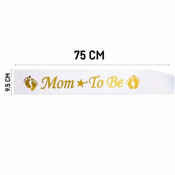Baby ShowerMom To Be Kuşak Beyaz Üzeri GoldYerli Üretim