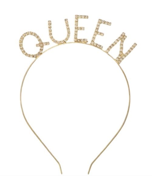 Parti AksesuarlarıQUEEN Metal Taşlı Taç GoldYerli Üretim