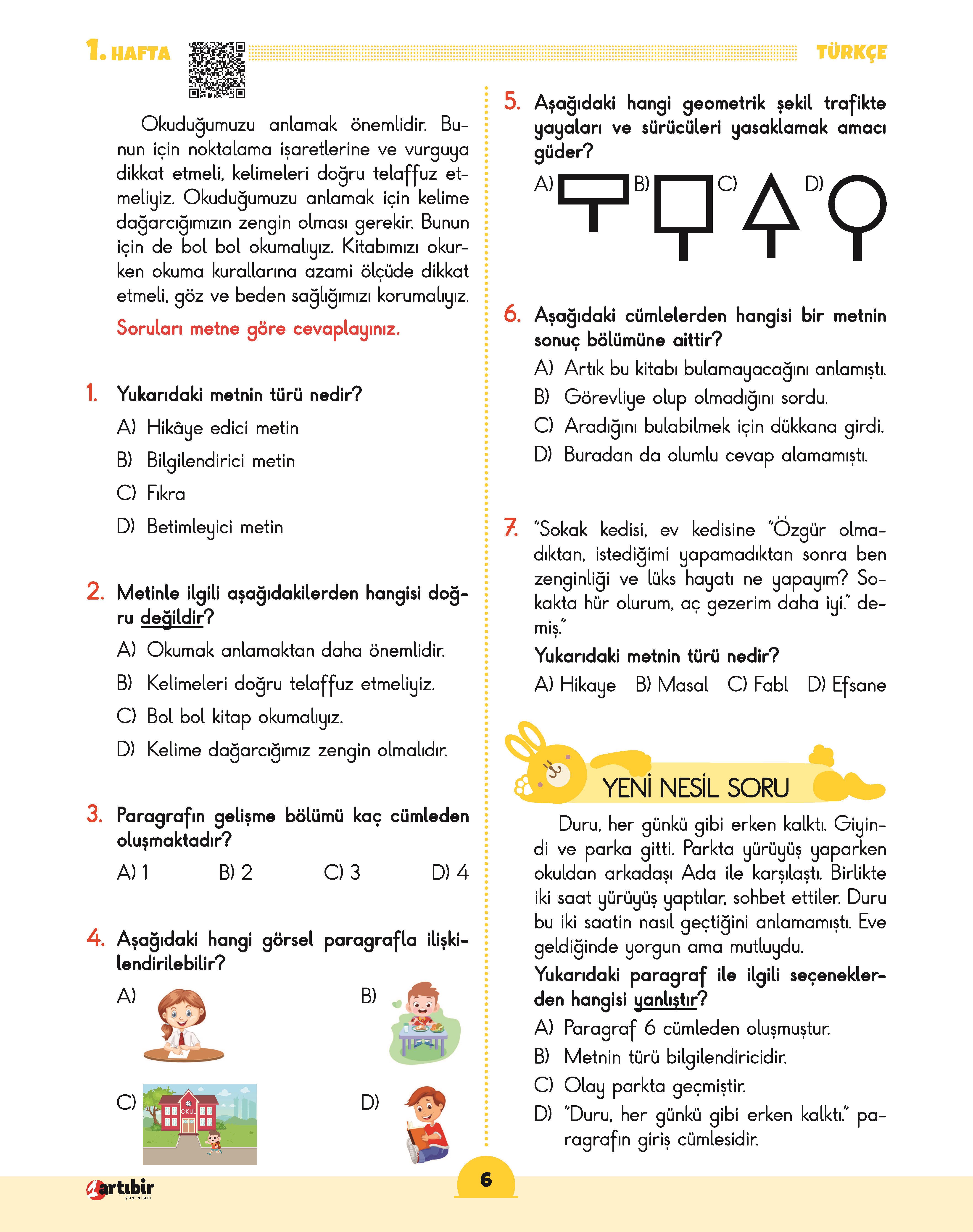 4. Sınıf (HEY) Tüm Dersler Soru Bankası (Haftalık Etkinlik Yaprakları)