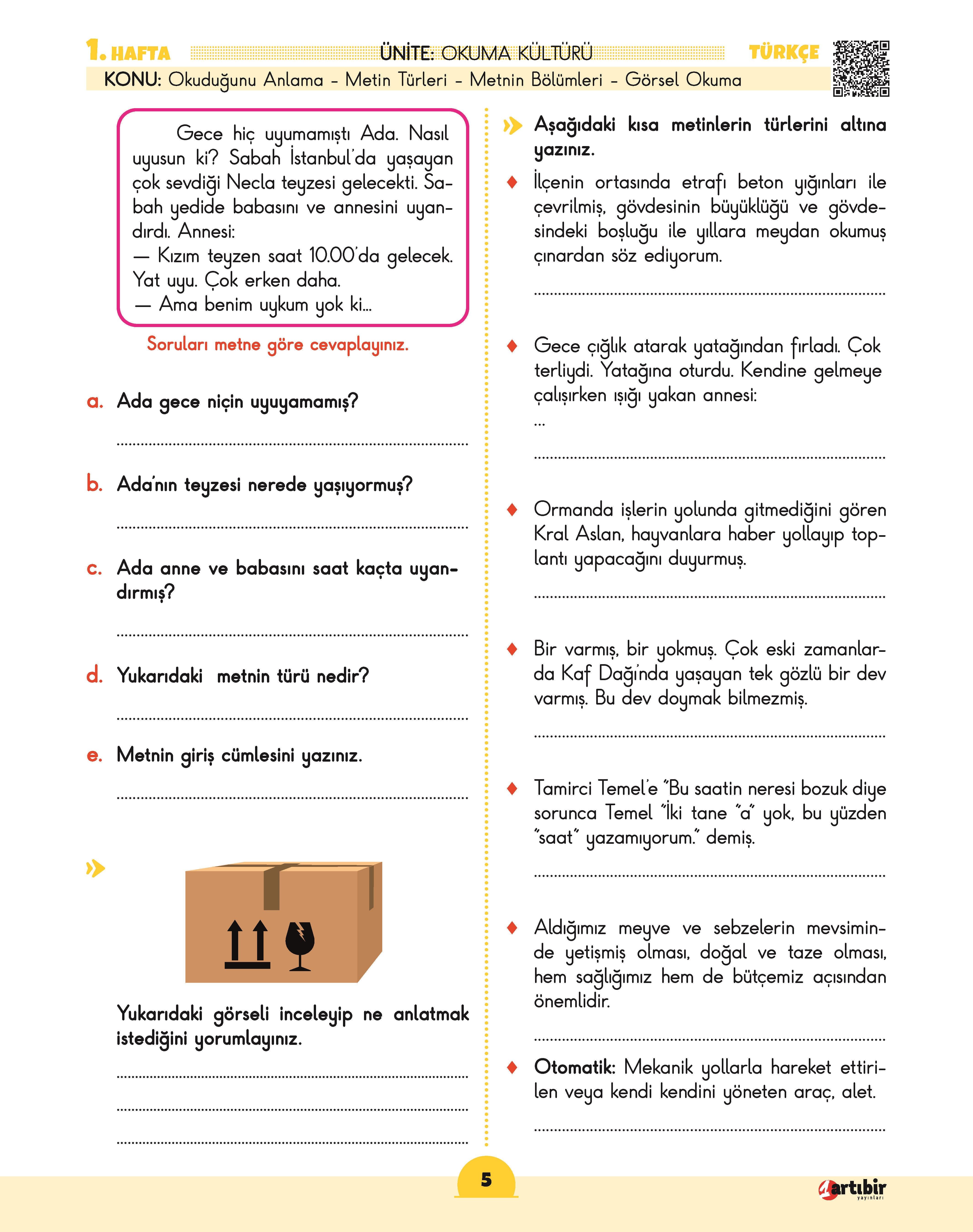 4. Sınıf (HEY) Tüm Dersler Soru Bankası (Haftalık Etkinlik Yaprakları)